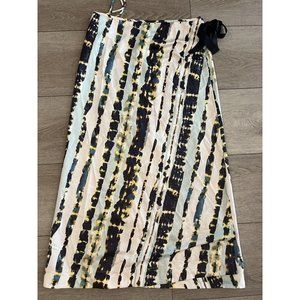 Lysse Womens Striped Side Tie Dye Midi Wrap Skirt Large